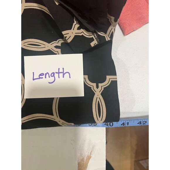 Talbots Black Tan Cotton Silk Blend Dress Cowl Neck Sleeveless Tie Belt Size 10 - Picture 9 of 10